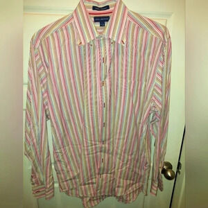 John Ashford 100% Cotton Long Sleeve striped Casual Button Down Shirt